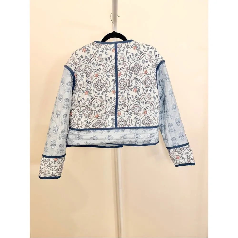 H&M Japan Light Blue Floral Quilted Jacket  M NWT